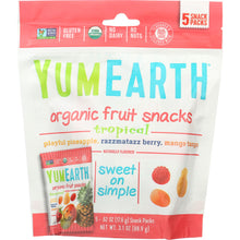 Load image into Gallery viewer, YUMMYEARTH: FRUIT SNACK TROPICAL 5CT (3.100 OZ)