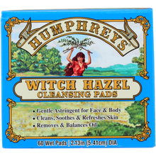 Load image into Gallery viewer, HUMPHREYS: Astringent Witch Hazel Pads, 60 pc