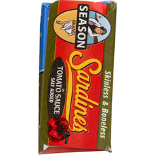 Load image into Gallery viewer, SEASONS: Sardines Skinless and Boneless in Tomato Sauce Salt Added, 4.375 oz