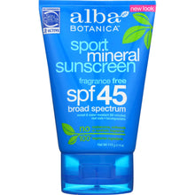 Load image into Gallery viewer, ALBA BOTANICA: Very Emollient Sunscreen Sport Mineral Protection SPF 45, 4 oz