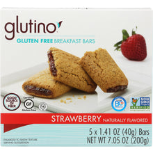 Load image into Gallery viewer, GLUTINO: Gluten Free 5 Breakfast Bars Strawberry, 7.05 oz