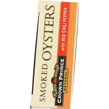 Load image into Gallery viewer, CROWN PRINCE: Smoked Oysters with Red Chili Pepper, 3 oz