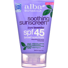 Load image into Gallery viewer, ALBA BOTANICA: Soothing Sunscreen Pure Lavender SPF 45, 4 oz