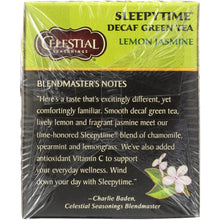 Load image into Gallery viewer, CELESTIAL SEASONINGS: Decaf Sleepytime Green Lemon Jasmine Tea 20 Tea Bags, 1.1 oz