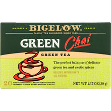Load image into Gallery viewer, BIGELOW: Green Chai Green Tea Healthy Antioxidants 20 Tea Bags, 1.37 oz