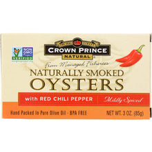 Load image into Gallery viewer, CROWN PRINCE: Smoked Oysters with Red Chili Pepper, 3 oz