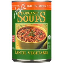 Load image into Gallery viewer, AMY'S: Organic Soup Light in Sodium Lentil Vegetable, 14.5 oz