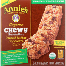 Load image into Gallery viewer, ANNIES HOMEGROWN: Organic Chewy Granola Bars Peanut Butter Chocolate Chip 6 pk, 5.34 oz