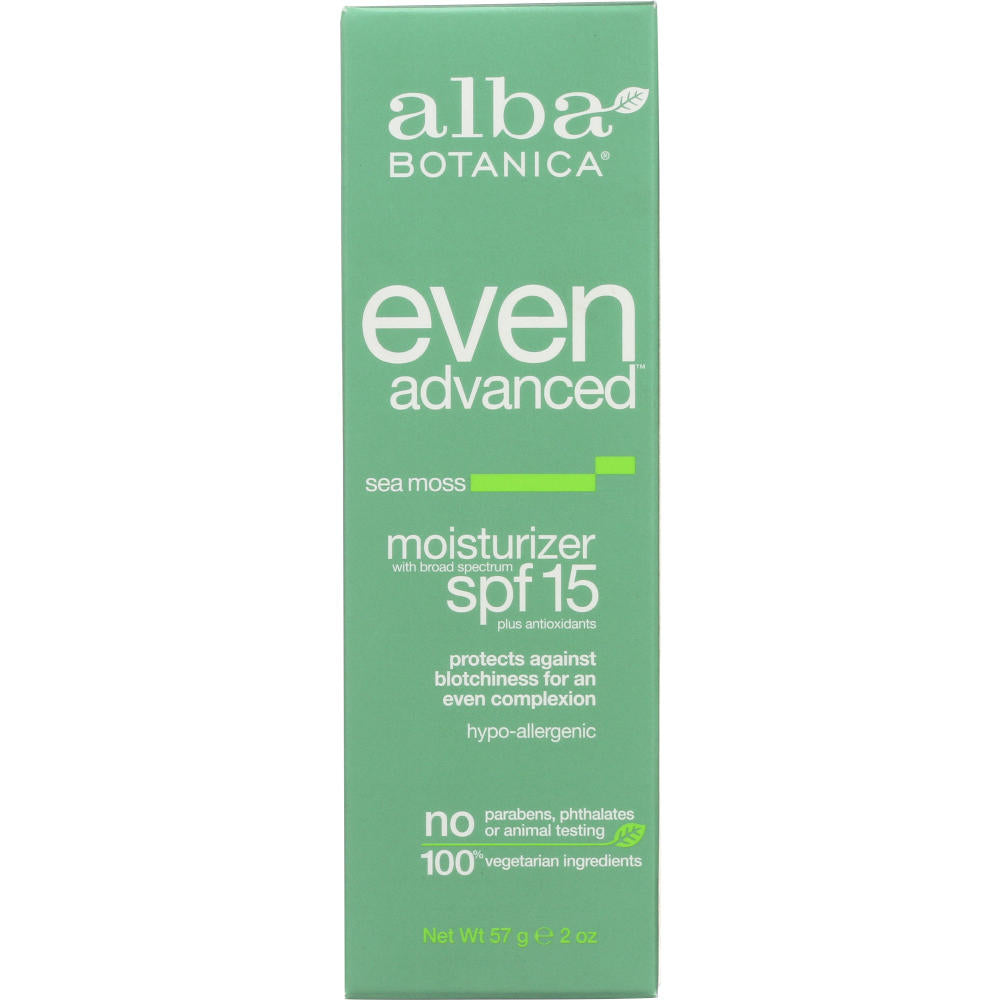 ALBA BOTANICA: Even Advanced Moisturizer SPF 15 Sea Moss, 2 oz