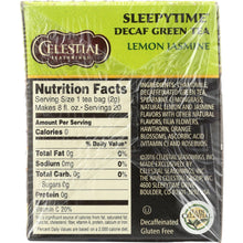 Load image into Gallery viewer, CELESTIAL SEASONINGS: Decaf Sleepytime Green Lemon Jasmine Tea 20 Tea Bags, 1.1 oz