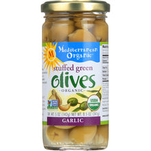 Load image into Gallery viewer, MEDITERRANEAN ORGANICS: Stuffed Green Olives Garlic Organic, 9 oz
