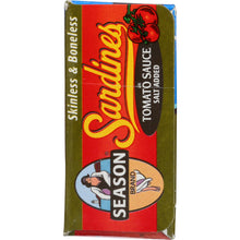 Load image into Gallery viewer, SEASONS: Sardines Skinless and Boneless in Tomato Sauce Salt Added, 4.375 oz