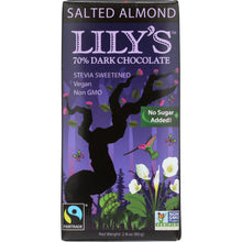 Load image into Gallery viewer, LILYS SWEETS: Salted Almond Dark Chocolate Bar, 2.8 oz