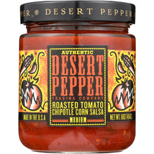 Load image into Gallery viewer, DESERT PEPPER: Roasted Tomato Chipotle Corn Medium Hot Salsa, 16 oz