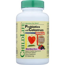 Load image into Gallery viewer, CHILD LIFE: Probiotics with Colustrum Mixed Berry Flavor, 90 tb