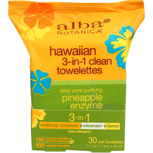 ALBA BOTANICA: Hawaiian 3-in-1 Clean Towelettes, 30 count