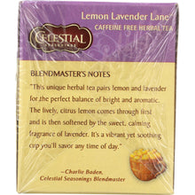 Load image into Gallery viewer, CELESTIAL SEASONINGS: Lemon Lavender Lane Herbal Tea Pack of 20, 1.1 oz