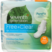 Load image into Gallery viewer, SEVENTH GENERATION: Free &amp; Clear Ultra-Thin Overnight Pads with Wings, 14 pc